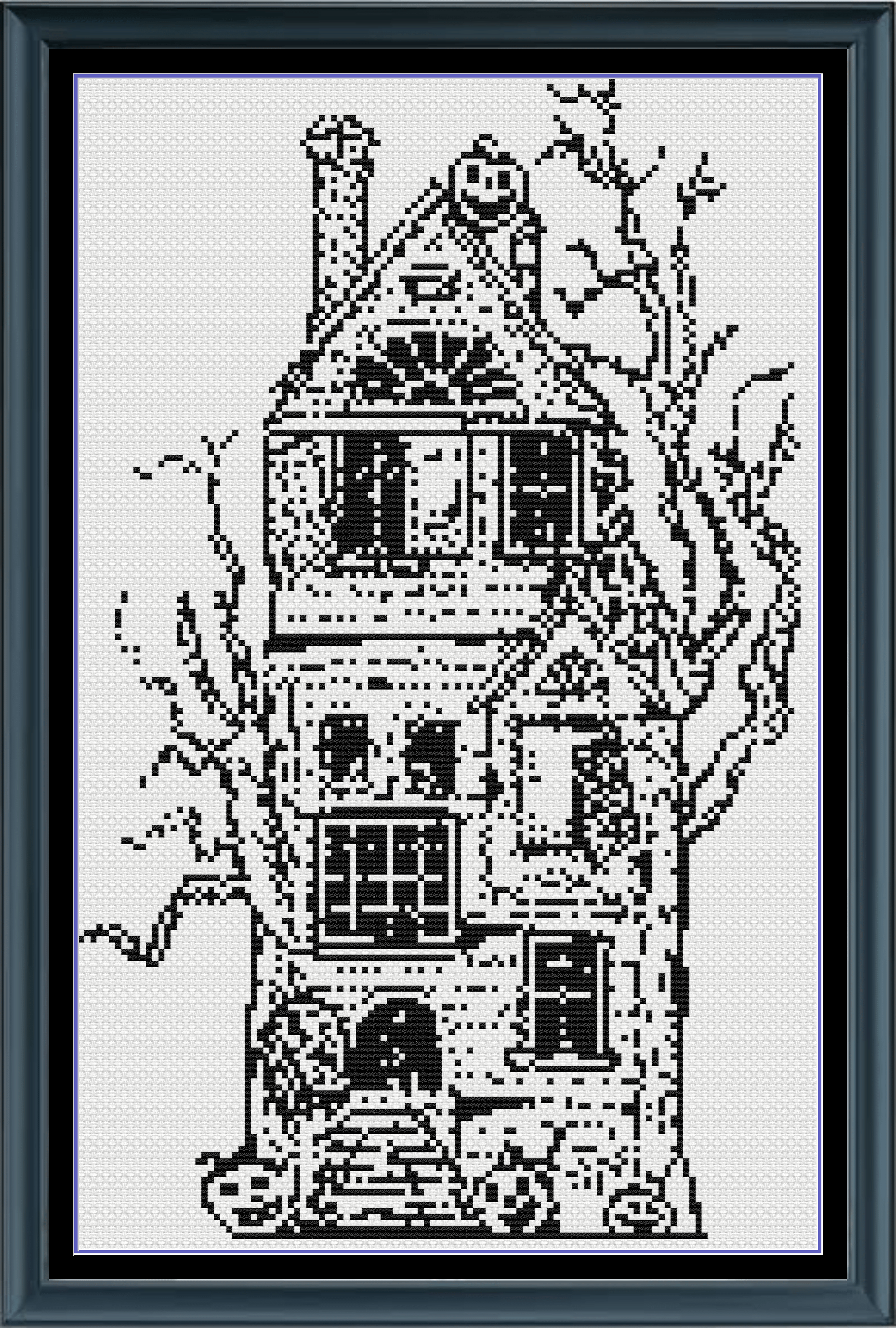 Stitching Jules Design Cross Stitch Pattern Haunted Spooky Halloween House Medium Monochrome Counted Cross-Stitch Pattern | Instant Download PDF
